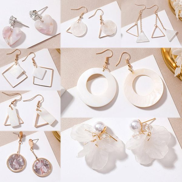 19 models drop earring asymmetric korean circular geometry simple 1pair handmade shell seaside long tassel triangle flower white, Silver
19 models drop earring asymmetric korean circular geometry simple 1pair handmade shell seaside long tassel triangle flower white, Silver