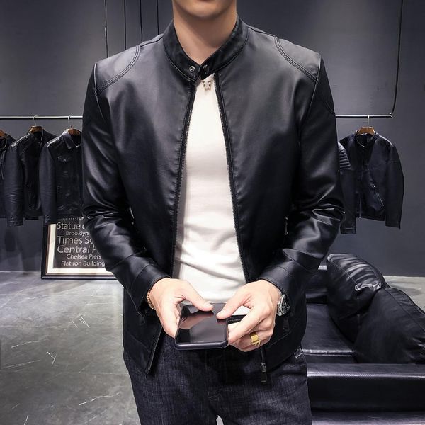 2019 осень новый стиль молодежи стенд воротник slim fit локомотив кожа пальто мужчины сплошной цвет pu кожаная куртка мужская одежда, Black
2019 осень новый стиль молодежи стенд воротник slim fit локомотив кожа пальто мужчины сплошной цвет pu кожаная куртка мужская одежда, Black