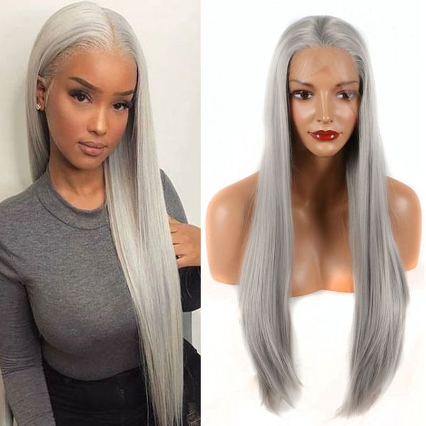 silver grey synthetic 13*3 inch lace front wig heat resistant fiber hair natural hairline for women girls party wigs, Black
silver grey synthetic 13*3 inch lace front wig heat resistant fiber hair natural hairline for women girls party wigs, Black