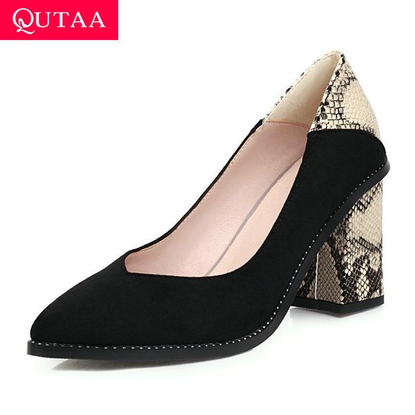 qutaa 2020 flock snakeskin pu cuero primavera otoño señoras bombas cuadrado de tacón alto puntera mujer solo zapatos talla 34-43, Black
qutaa 2020 flock snakeskin pu cuero primavera otoño señoras bombas cuadrado de tacón alto puntera mujer solo zapatos talla 34-43, Black