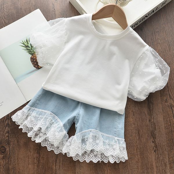 girls clothing sets 2020 new summer kids casual t-shirt and denim pants 2 pieces sets outfits girl fashion mesh sleeve suits, White
girls clothing sets 2020 new summer kids casual t-shirt and denim pants 2 pieces sets outfits girl fashion mesh sleeve suits, White