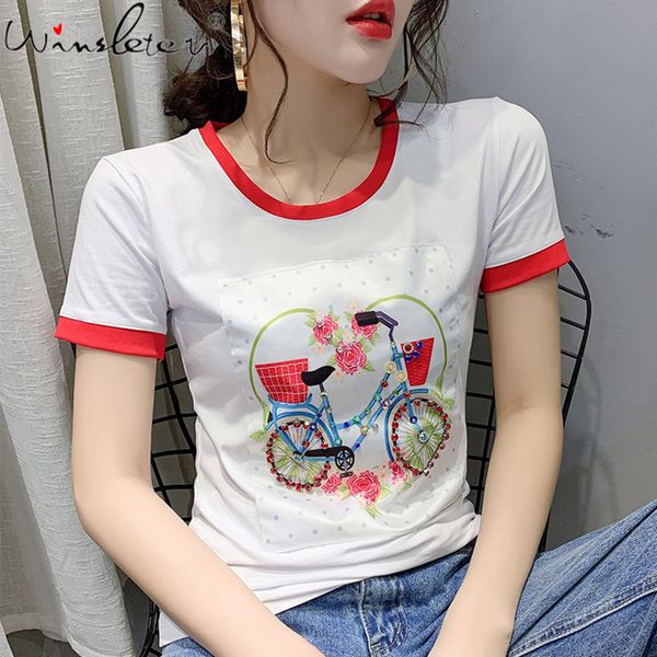 2020 new woman t-shirts summer cartoon diamond tee female casual short sleeve o-neck t shirt for women cotton t03602b, White
2020 new woman t-shirts summer cartoon diamond tee female casual short sleeve o-neck t shirt for women cotton t03602b, White