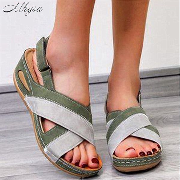 2020 shoes woman summer sandals for women shoes comfy soft women sandals retro wedge thick bottom ladies, Black