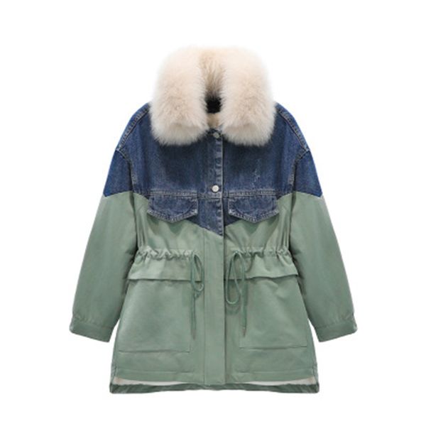 women's coats hooded cotton jackets padded plus velvet denim loose large fur collar outwear casual wild warm coat, Black
women's coats hooded cotton jackets padded plus velvet denim loose large fur collar outwear casual wild warm coat, Black