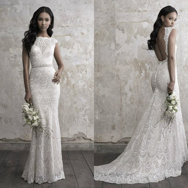 bohemian mermaid wedding dresses cap sleeve full lace appliqued bateau neck bridal dress vintage wedding gowns vestido de noiva, White
bohemian mermaid wedding dresses cap sleeve full lace appliqued bateau neck bridal dress vintage wedding gowns vestido de noiva, White