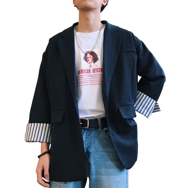 2019 korean autumn men blazer black oversized blazer masculino casual white men hombre, White;black