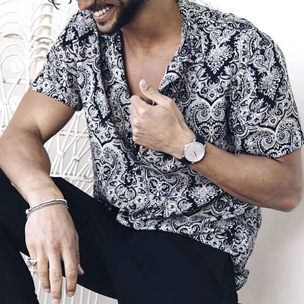 man's new style fashion casual short sleeve shirt with totem pattern and printed pattern new dropshipping o30, White;black
man's new style fashion casual short sleeve shirt with totem pattern and printed pattern new dropshipping o30, White;black