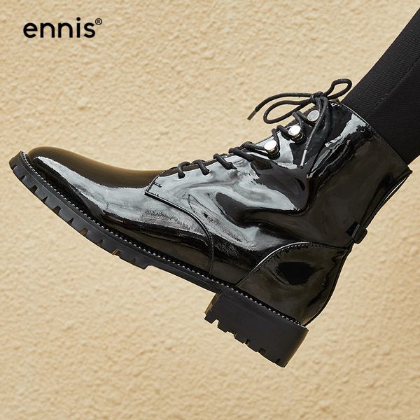 ennis 2019 new autumn winter women boots patent leather lace up flat boots round toe genuine black shoes a9151
ennis 2019 new autumn winter women boots patent leather lace up flat boots round toe genuine black shoes a9151