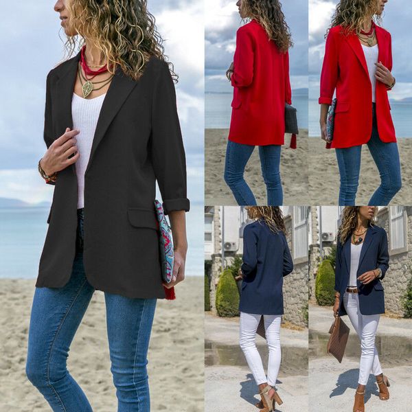 spring autumn women office ladies long sleeve solid color button casual fashion work every day blazers coat outwear, White;black
spring autumn women office ladies long sleeve solid color button casual fashion work every day blazers coat outwear, White;black