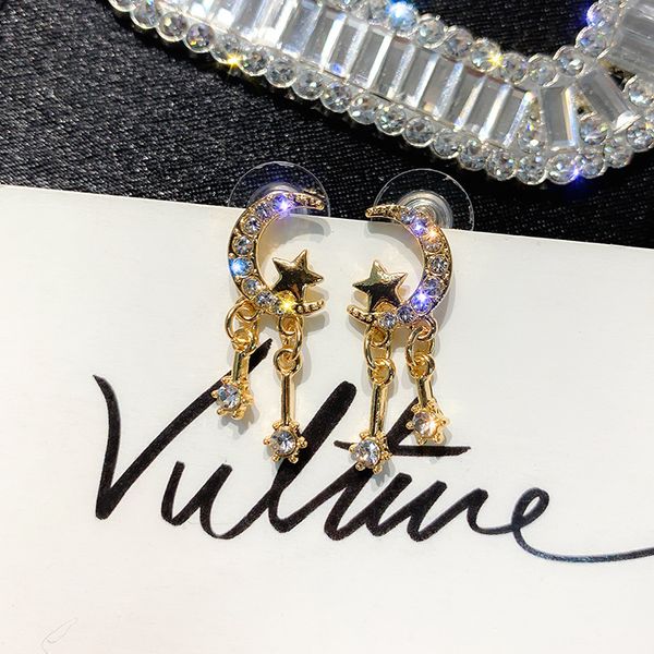 2019 korean new lovely moon star drop earrings for women colorful rhinestone pendientes earings fashion jewelry accessories, Silver
2019 korean new lovely moon star drop earrings for women colorful rhinestone pendientes earings fashion jewelry accessories, Silver