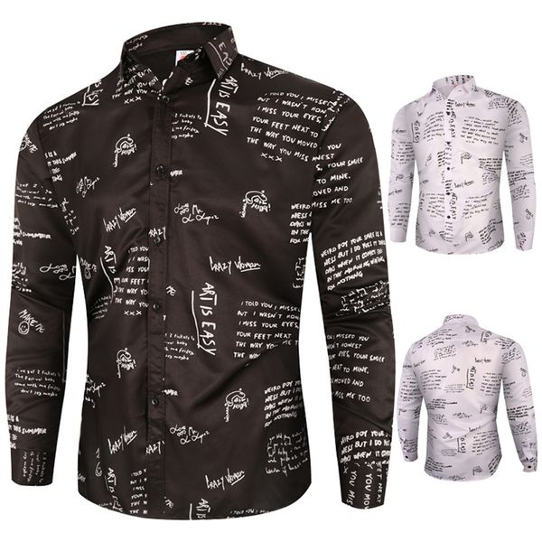 wholsale spring designer slim fit mens casual shirt letter printed long sleeved turn-down collar fashion men dress shirts casual clothes, White;black
wholsale spring designer slim fit mens casual shirt letter printed long sleeved turn-down collar fashion men dress shirts casual clothes, White;black