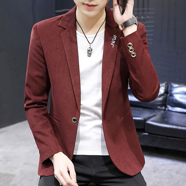 hoho 2020 men's new casual embroidery suit youth slim handsome autumn solid color blazer, White;black
hoho 2020 men's new casual embroidery suit youth slim handsome autumn solid color blazer, White;black