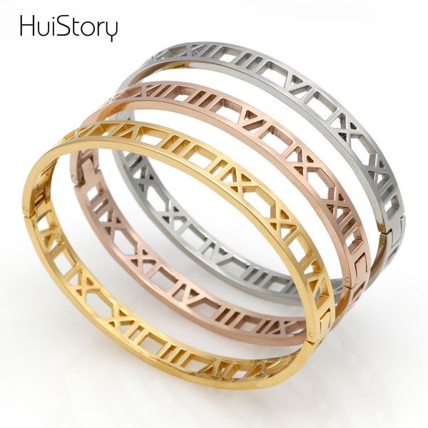 huistory hollow roman numeral couple bracelet titanium steel bracelet bangle for party gifts women fashion jewelry, Black
huistory hollow roman numeral couple bracelet titanium steel bracelet bangle for party gifts women fashion jewelry, Black