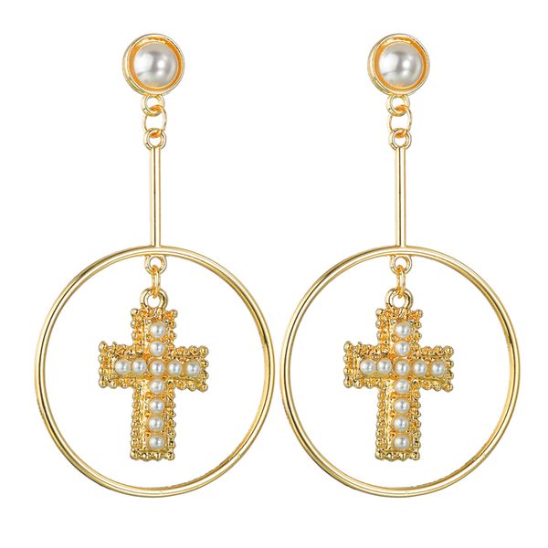 cross shaped fresh water pearl dangle earrings korea large round hollow out drop earrings charm chrismats gift women jewelry, Silver
cross shaped fresh water pearl dangle earrings korea large round hollow out drop earrings charm chrismats gift women jewelry, Silver