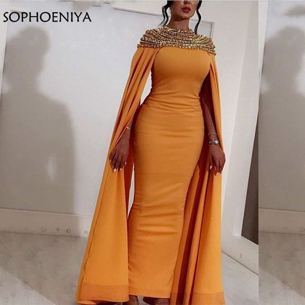 

new arrival long evening gown yellow satin high neck crystals abendkleider dubai arabic women evening dresses 2019 ever pretty, White;black