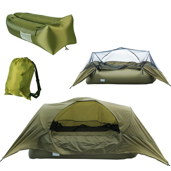 outdoor camping single inflatable sleeping mat tent ultra light foldable with mosquito net 
outdoor camping single inflatable sleeping mat tent ultra light foldable with mosquito net