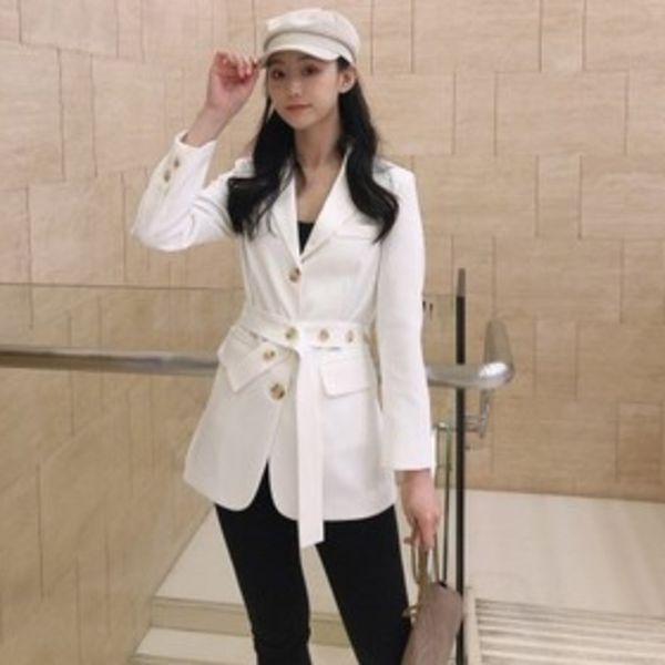 women's suits & blazers 2021 spring chic solid blazer jacket with belt korean women long sleeve mid suit office autumn lady coat outwea, White;black
women's suits & blazers 2021 spring chic solid blazer jacket with belt korean women long sleeve mid suit office autumn lady coat outwea, White;black