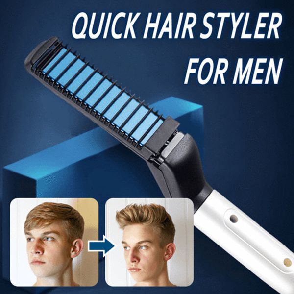 practical quick hair styling comb easy to use curling iron volumize flatten side straighten for men fashion men styling comb, Silver
practical quick hair styling comb easy to use curling iron volumize flatten side straighten for men fashion men styling comb, Silver