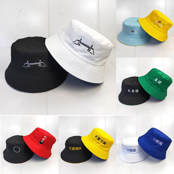 letter embroidered double-sided fisherman hat bucket hats smile solid color climbing outdoor sun-proofed chic hat h9
letter embroidered double-sided fisherman hat bucket hats smile solid color climbing outdoor sun-proofed chic hat h9