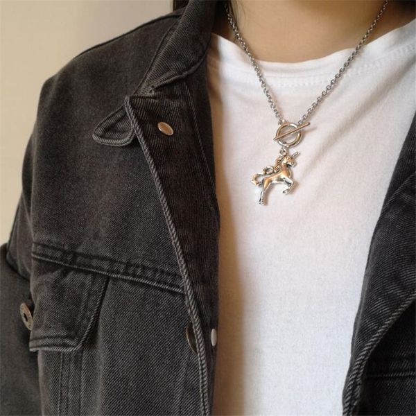 new punk trendy unicorn pendant necklace women jewelry cool men hip hop rock streetwear necklace, Silver
new punk trendy unicorn pendant necklace women jewelry cool men hip hop rock streetwear necklace, Silver