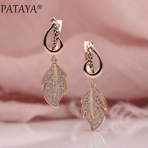 pataya new women wedding party luxury lewelry 585 rose gold leaf micro wax inlay natural zircon long irregular dangle earrings, Golden
pataya new women wedding party luxury lewelry 585 rose gold leaf micro wax inlay natural zircon long irregular dangle earrings, Golden