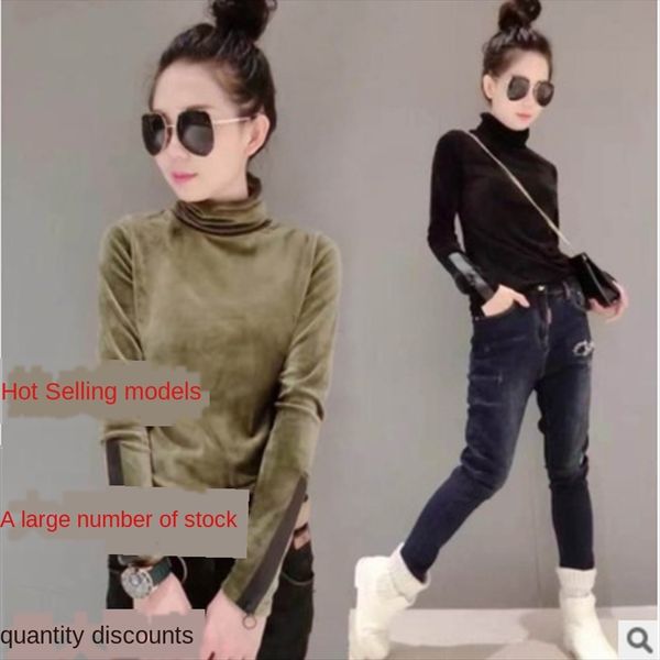 2019 gold velvet warm long sleeve t- coat base shirt versatile slim size thickened high collar t-shirt tide, White
2019 gold velvet warm long sleeve t- coat base shirt versatile slim size thickened high collar t-shirt tide, White