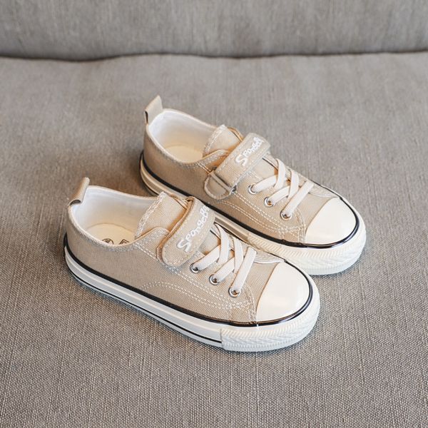 2020 spring new children breathable casual shoes boys and girls low-canvas shoes hook & loop children board, Black;red