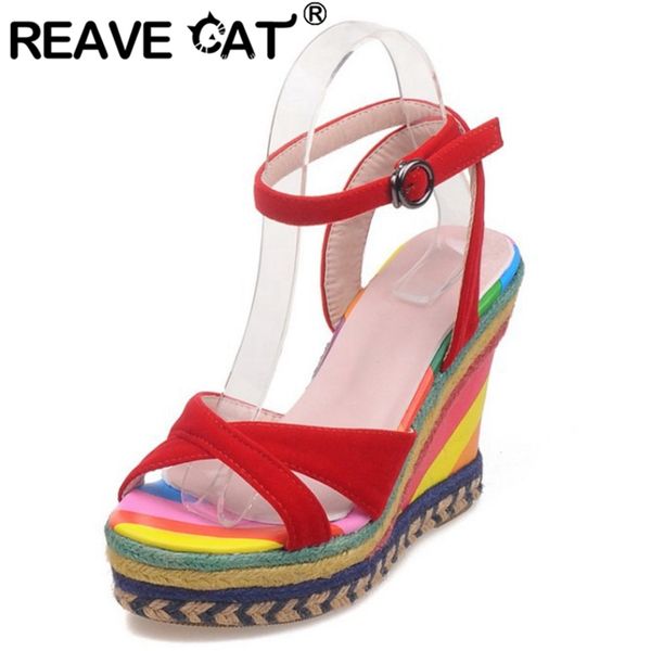 reave cat 2020 spring summer heeled sandals peep toe .5cm wedges one-button buckle platforms mixed color big size 32-43 a2862, Black
reave cat 2020 spring summer heeled sandals peep toe .5cm wedges one-button buckle platforms mixed color big size 32-43 a2862, Black