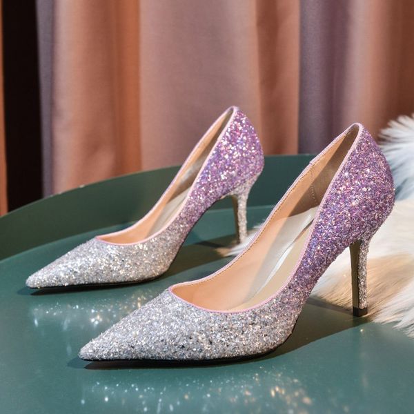 genuine leather wedding bride shingle high-heeled shoes pointy bridesmaid gradient crystal banquet shoes bling high heels, Black
genuine leather wedding bride shingle high-heeled shoes pointy bridesmaid gradient crystal banquet shoes bling high heels, Black