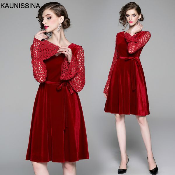 kaunissina beautiful a line evening dress lace velvet patchwork red short prom dress long sleeve short evening gowns vestidos, White;black
kaunissina beautiful a line evening dress lace velvet patchwork red short prom dress long sleeve short evening gowns vestidos, White;black