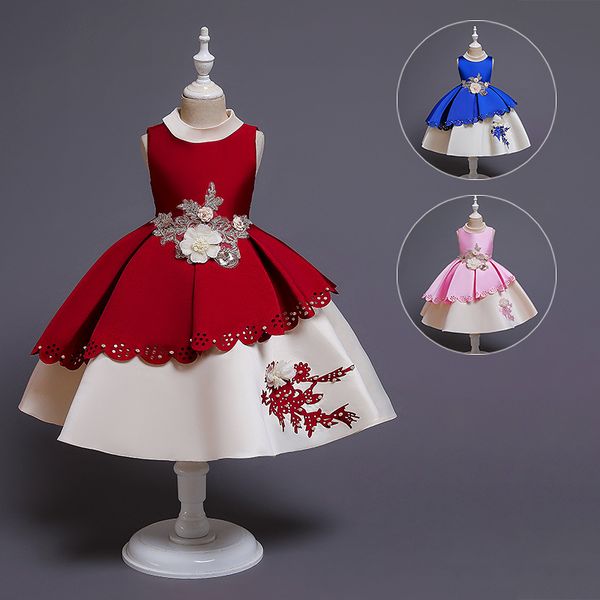 retail girls satin flower embroidered princess dress kids luxury designer clothes girls pleated formal party wedding dresses children cloth, Red;yellow
retail girls satin flower embroidered princess dress kids luxury designer clothes girls pleated formal party wedding dresses children cloth, Red;yellow