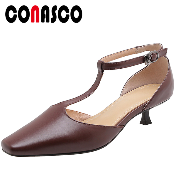conasco fashion concise t-strap women pumps genuine leather high heels spring summer 2020 new wedding office casual shoes woman, Black
conasco fashion concise t-strap women pumps genuine leather high heels spring summer 2020 new wedding office casual shoes woman, Black