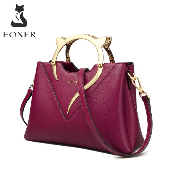 foxer lady fall winter bag women cowhide totes large capacity female purse business bag commuter style lady handbag