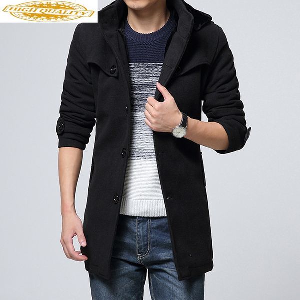 men's wool & blends warm thicken coat men brand clothing hooded medium long trench overcoat slim winter jacket coats wuj1112, Black
men's wool & blends warm thicken coat men brand clothing hooded medium long trench overcoat slim winter jacket coats wuj1112, Black