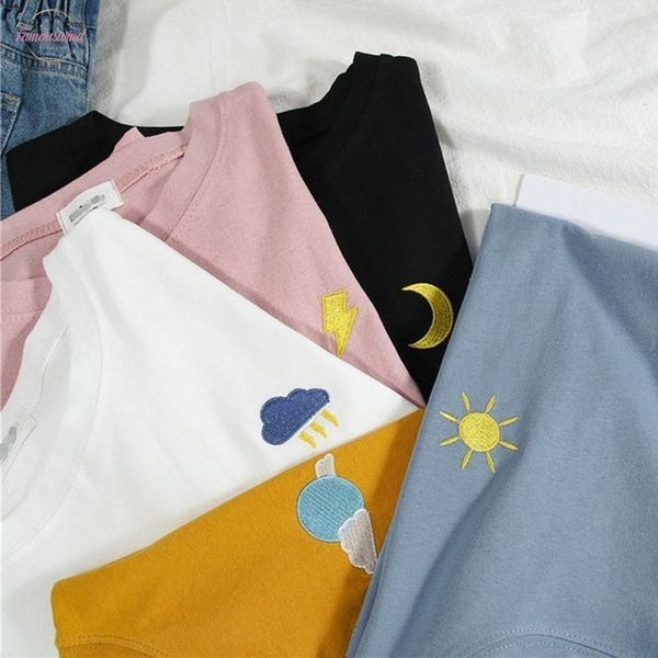 t shirts women summer cotton short sleeve harajuku ladies korean clothes women t shirt tshirt o neck embroidery top, White
t shirts women summer cotton short sleeve harajuku ladies korean clothes women t shirt tshirt o neck embroidery top, White