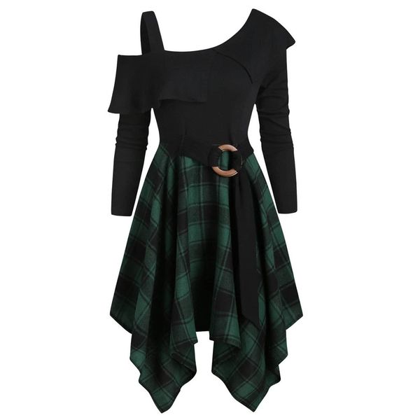 plus size mini dress women cold shoulder long sleeve mini dresses high waist plaid patchwork vestidos fashion dress, Black;gray
plus size mini dress women cold shoulder long sleeve mini dresses high waist plaid patchwork vestidos fashion dress, Black;gray
