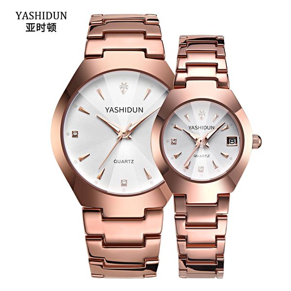 couple watch men and women rose gold quartz watch classic stainless steel lover's wrist watches christmas valentine gifts, Slivery;brown 
couple watch men and women rose gold quartz watch classic stainless steel lover's wrist watches christmas valentine gifts, Slivery;brown