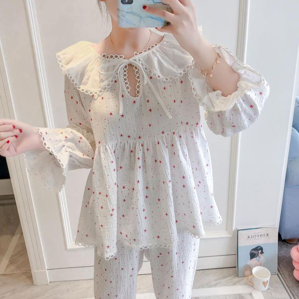 2019 spring autumn women cute pajamas sets with pants cotton sleepwear cute lace v-neck nightwear pijama, Blue;gray
2019 spring autumn women cute pajamas sets with pants cotton sleepwear cute lace v-neck nightwear pijama, Blue;gray