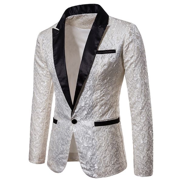 

blazer men fashion streetwear jacquard weave new spring brand slim fit male suit terno masculino blazers jacket xxl, White;black