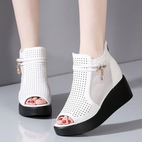 wedge sandals women 2020 summer thick bottom fish mouth sandals with breathable mesh casual shoes platform femme d541, Black
wedge sandals women 2020 summer thick bottom fish mouth sandals with breathable mesh casual shoes platform femme d541, Black
