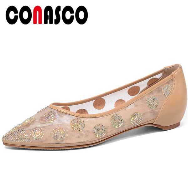 conasco 2020 spring summer women cow leather flats shoes concise casual polka dot rhinestone mesh pointed toe flats shoes woman, Black
conasco 2020 spring summer women cow leather flats shoes concise casual polka dot rhinestone mesh pointed toe flats shoes woman, Black