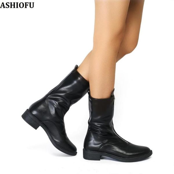 ashiofu handmade ladies thick-sole boots front-zipper party prom flat boots large size evening fashion ankle shoes, Black
ashiofu handmade ladies thick-sole boots front-zipper party prom flat boots large size evening fashion ankle shoes, Black