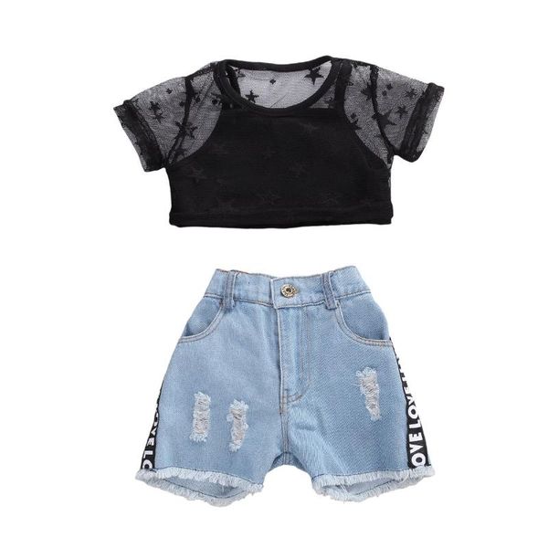 2020 fashion clothes set for newborn baby girls 3 pcs short sleeve black cotton lace t shirt vest blue demin shorts sunsuit, White
2020 fashion clothes set for newborn baby girls 3 pcs short sleeve black cotton lace t shirt vest blue demin shorts sunsuit, White