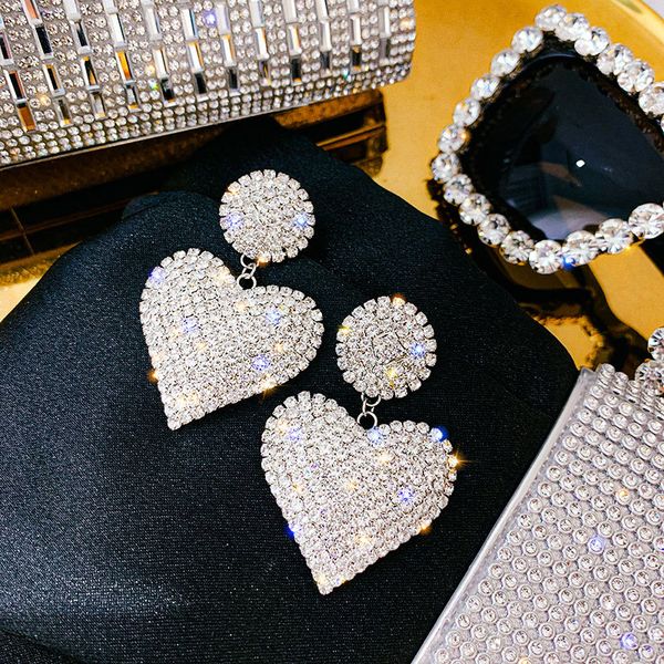 big size cute heart shape golden plated rhinestones bridal earring crystal dangle wedding dress girls gift for christmas party, Silver
big size cute heart shape golden plated rhinestones bridal earring crystal dangle wedding dress girls gift for christmas party, Silver