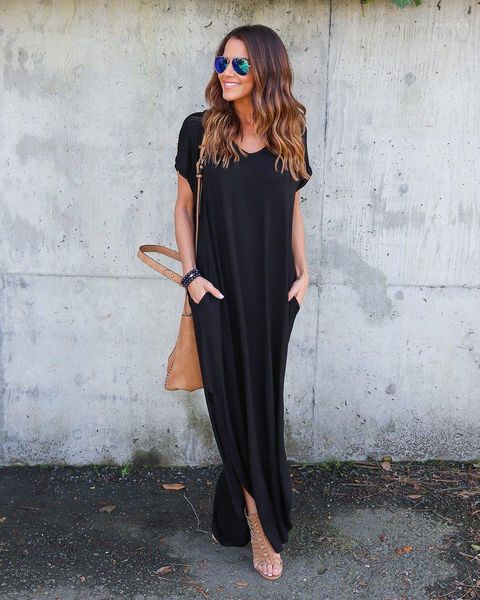 dress v-neck split pocket dress lady one piece female clothing women dresses summer pure color, Black;gray
dress v-neck split pocket dress lady one piece female clothing women dresses summer pure color, Black;gray