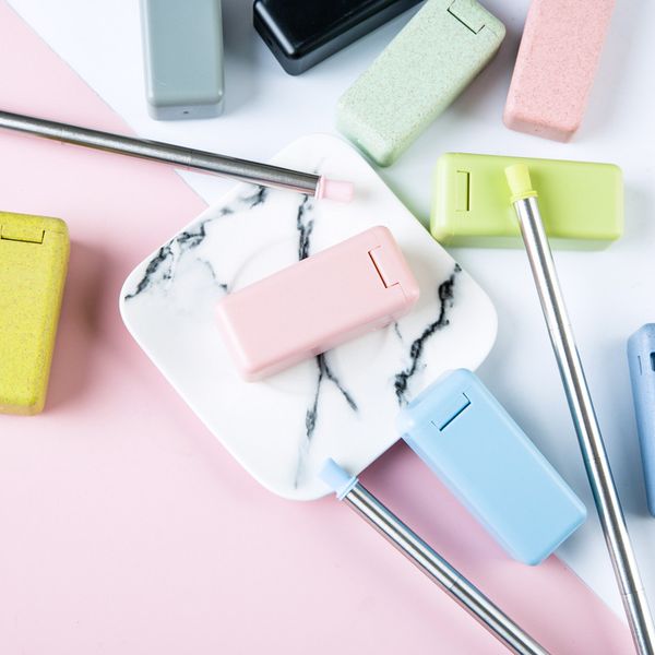 1pcs reusable folding drinking straws storage case box portable silicone straw stainless steel straw with cleaning brush
1pcs reusable folding drinking straws storage case box portable silicone straw stainless steel straw with cleaning brush