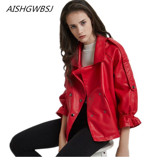 aishgwbsj 2019 spring and autumn women's new leather lapel nine sleeve coat trumpet sleeve pu leather fashion short jacket tq549, Black
aishgwbsj 2019 spring and autumn women's new leather lapel nine sleeve coat trumpet sleeve pu leather fashion short jacket tq549, Black