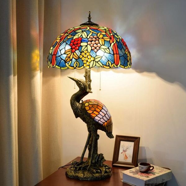 Tiffany Style Grape Decoration Glass Table Lamp Living Room Dining Room Desk Lamp Stained Glass Table Lamps Tf086