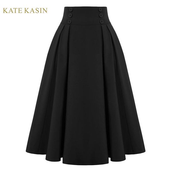 kate kasin vintage swing skirt women pleated a-line skirt elastic high waist retro midi party button decorated flare, Black
kate kasin vintage swing skirt women pleated a-line skirt elastic high waist retro midi party button decorated flare, Black