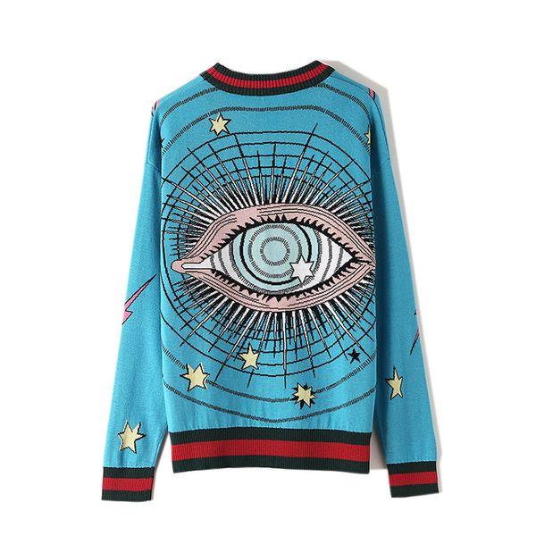 2020 women's fashion sweaters early autumn new european style temperament round neck pullover knit shirt eye pattern loose sweater fema, White;black
2020 women's fashion sweaters early autumn new european style temperament round neck pullover knit shirt eye pattern loose sweater fema, White;black